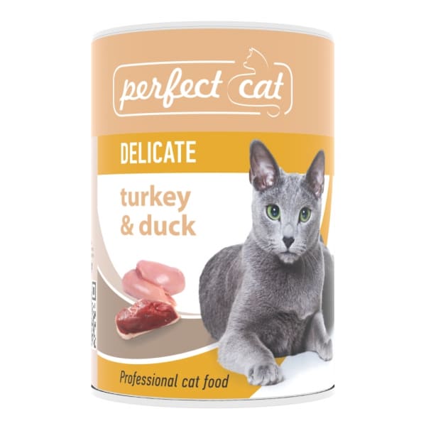 Perfect Cat Delicate Turkey & Duck konservi kaķiem ar tītaru un pīli 400 g